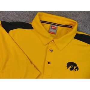 Iowa Hawkeyes Polo Shirt Mens Medium Yellow Nike Team NCAA Short Sleeve Golf